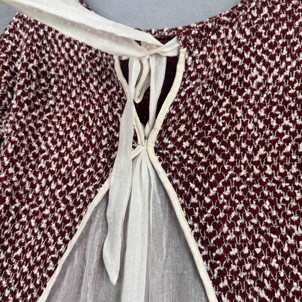 Altar'd State Burgundy Knit Lace Trim Open Back Tunic Sweater Small AT5960-F5P3 - Picture 7 of 8